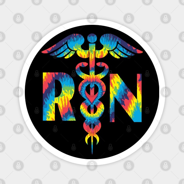 Lovely RN Registered Nurse Tie Dye Magnet by Duds4Fun